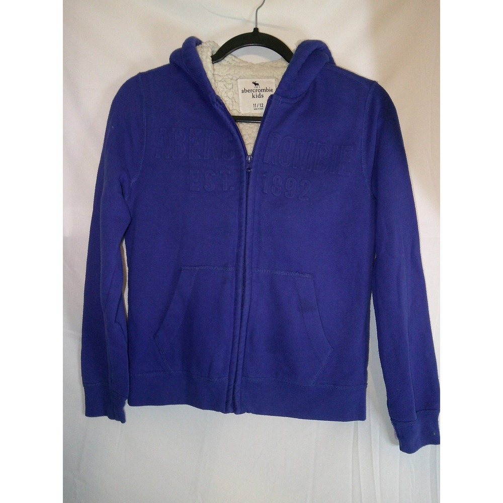 Abercrombie Kids Blue Sherpa Lined‎ Full Zip Hoodie Sweatshirt Size 11/12